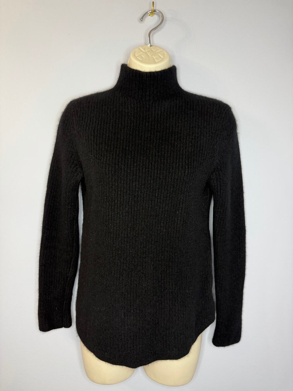 Theory Cashmere Ribbed High Neck Black Sweater Women's S Classic